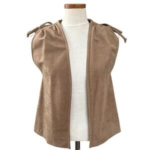 Vintage Western Suedette Shoulder Tie Vest S/M Boho Festival Indie Retro Layer